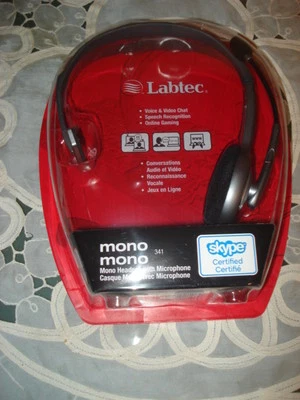 Logitech Labtec Mono 341 Headset with Microphone Skype NIB New  - Image 1 of 4