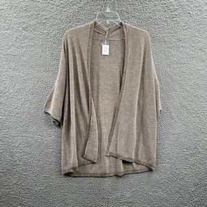Fair Lady Women Kimono Cardigan 18 Metallic Taupe Open Front Layering Minimalist - Picture 1 of 8