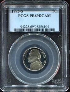 Jefferson S 5C 1993 níquel PCGS PR69DCAM - Imagen 1 de 2