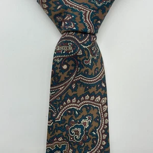 WEMBLEY Mens Silk Tie Brown Paisley Design 3.25" Wide Formal Business Vintage - Picture 1 of 4