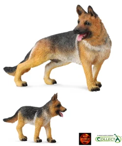 Deutscher Schäferhund Hund und Welpe Spielzeug Modellfiguren von CollectA Kuchenaufleger Neu - Bild 1 von 3