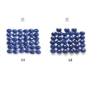 Lotes de piedras preciosas sueltas 100 % naturales de zafiro azul corte a cuadros forma ovalada para joyería - Imagen 1 de 3