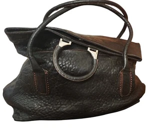 Plinio Visona Black Embossed Leather Tote Bag With Dual Handles & Spacious Inter - Picture 1 of 6