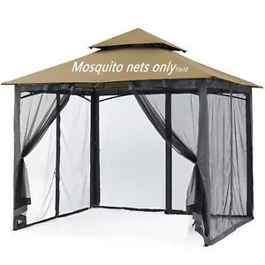 Mosquito Netting for Gazebo Canopy Screen Walls Netting with Slip Rings 4-Doo... - Picture 1 of 7