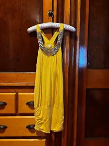 Arden B. Sunflower Yellow Halter Dress with Banded Bottom Size Medium - Picture 1 of 8