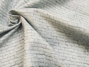 SMALL WHITE BRICK WALL Cotton Fabric Curtain Material stone bricks -110'' wide - Picture 1 of 6