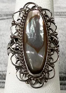 Vintage MOP filigraner Sterling Ring - SIGNIERT GRÖSSE 6,5 - 4,1g - Bild 1 von 2