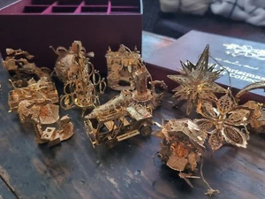 Danbury Mint 23k Gold Plated Christmas Ornaments Complete 12 pc Boxed Set - Picture 1 of 14