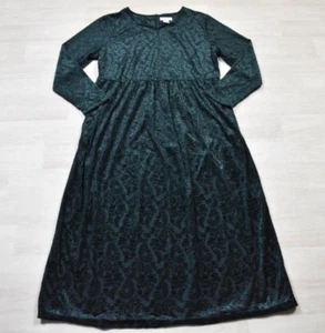90s Worthington Long Midi Christmas Dress Green Velvet Sweetheart Neckline VTG - Picture 1 of 4
