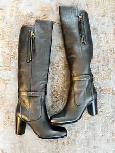 Barbara Bui Over the Knee High Gunmetal Leather Boots Slip On - Size 40 - Picture 1 of 9
