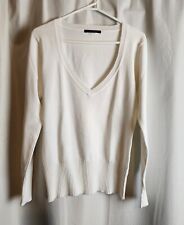COTTON ON Classic V Neck Jumper in White With Ribbed Bottom Like New Size Large