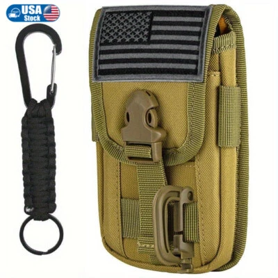 LUCIERNAGA Tactical Molle Pouch for 4.7-6.7” Phones with Flag Patch Keyring