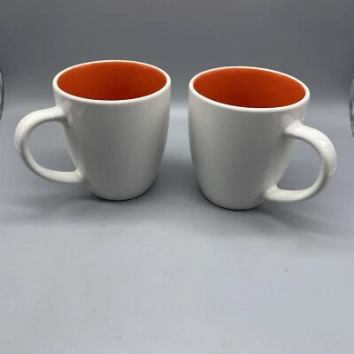 2 Rachel Ray 'Rise' Coffee Mugs - White & Orange - Image 1 of 4