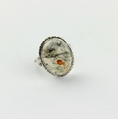 Agata Anello IN 925 Argento Monili Ovale Anello Regalo Unisex Gr.13/53 - Immagine 1 di 4