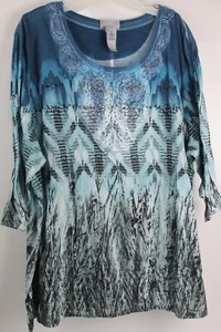 Catherines Women's Shirt Beaded and Jeweled 3/4 Sleeve Size 2X - Picture 1 of 4