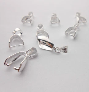 10PCS L-M-S 925 Sterling Silver Findings Bail Connector Bale Pinch Clasp Pendant - Picture 1 of 7