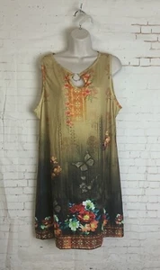 Womens Sleeveless Floral Butterfly Keyhole Tunic Top Size 3XL - Picture 1 of 3