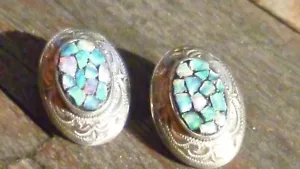 Orecchini a clip turchese nativi americani etnici argento sterling 925 - Foto 1 di 5