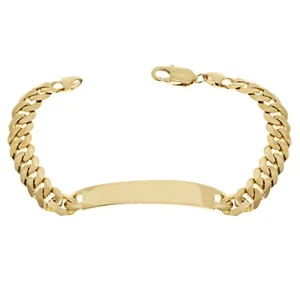 10k Yellow Gold Solid Curb Cuban Link Chain ID Bracelet 7.5" 10.2mm 18.6 grams - Picture 1 of 5