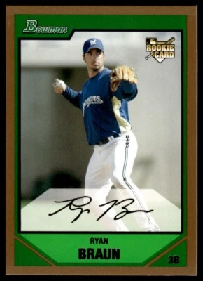 2007 BOWMAN ROOKIE GOLD RYAN BRAUN R24 - Image 1 of 2