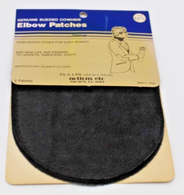 Vintage Dritz Genuine Suede Cowhide Elbow Patches Black 1980s - Image 1 of 4