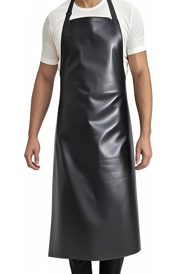 Paquete de 1 delantales de vinilo de goma impermeables ligeros de alta resistencia, resistentes a productos químicos Foto 1 de 4