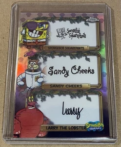 2025 Topps Chrome SpongeBob Sandy Cheeks Larry Bikini Bottom VIP Trio Auto SSP - Picture 1 of 3