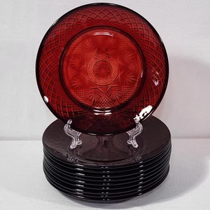 Set 10 Cristal D'Arques Durand Antique Ruby Salad Luncheon Plates 8 inch - Picture 1 of 11