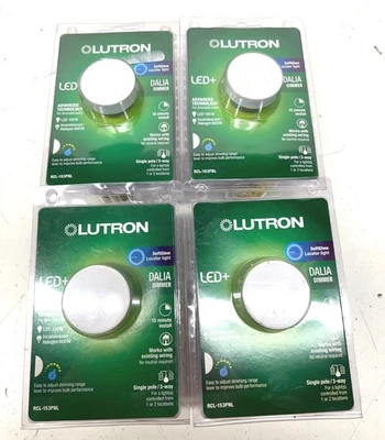 Interruptor atenuador de luz giratoria 4PK Lutron Dalia LED+, monopolo o 3 vías, blanco Foto 1 de 2