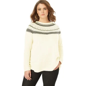 Roaman's Women's Plus Size Fair Isle Pullover Sweater - Picture 1 of 15