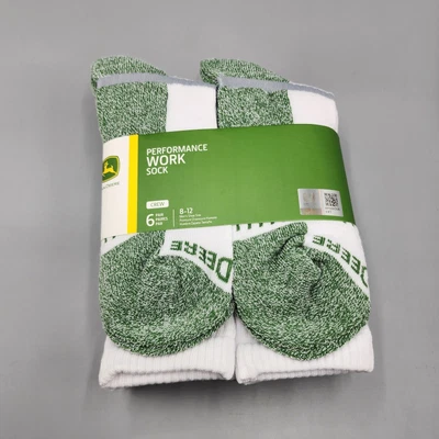 Набор из 6 мужских носков John Deere для функциональной работы и экипажа размер обуви 8-12 белые - Изображение 1 из 4