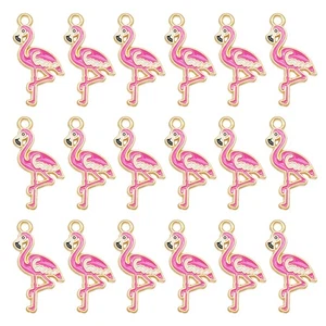 30 Stck. Emaille Rosa Flamingo Anhänger Charm Legierung Schmuckherstellung Zubehör 23x13mm - Bild 1 von 5
