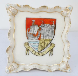 Tenby Plaque W H Goss Crested China Shell Rim Heraldic Shield Display Piece - Picture 1 of 5