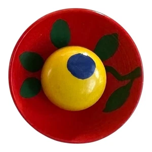 Vintage Colorful Hand Painted Wooden Button - possibly Brooks (1940's -'50's) - Picture 1 of 2