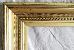 SUPERB ANTIQUE FITS 14X22" PICTURE FRAME LEMON GOLD WOOD VICTORIAN FINE ART 1860 - Picture 1 of 24