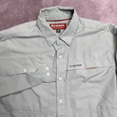 Simms Shirt Medium Winter Green Long Sleeve Button Up Fishing Outdoor Vented - Image 1 of 4