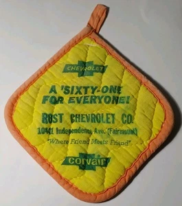 1961 Chevy Corvair Pot Holder Rost Chevrolet Independence Missouri Advertising - Imagen 1 de 17