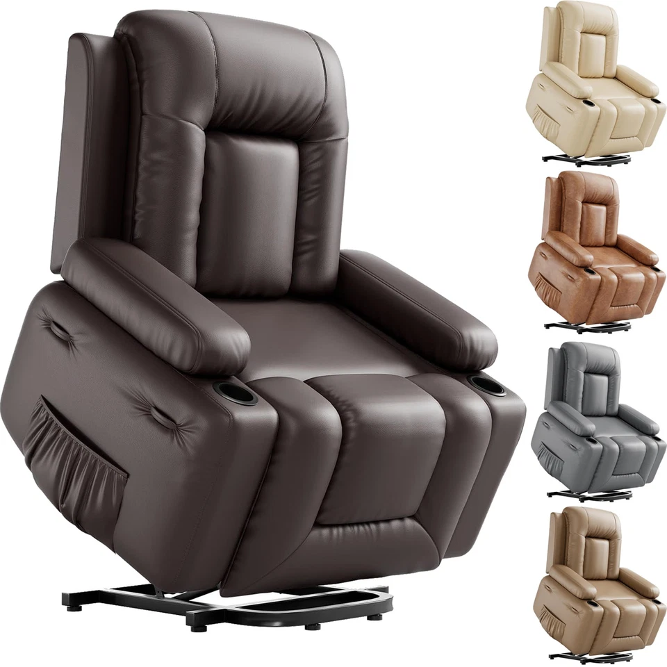 Power Lift Recliner Chair with Massage & Heat, 3 Positions, Side Pocket, Colors - Image 1 of 4