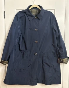 Barbour Women’s Navy/Classic Reversible Derby Mac Waterproof Jacket Size 16 US - Picture 1 of 13