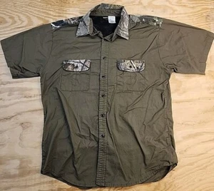 Ranger Green Camouflage Short Sleeve Button Front Cotton Shirt Mens Large - Picture 1 of 10