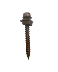 Fine Thread Roofing Screws, 50 Count. With Rubber Washer In The Color Brown. - Picture 1 of 3