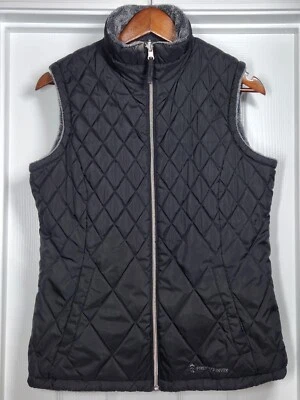 Chaleco acolchado reversible Free Country para mujer M negro gris acolchado forrado de piel sintética Foto 1 de 4