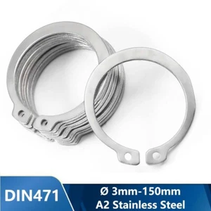 A2 Stainless Steel C Circlips External Retaining Rings for Shaft 3-150mm DIN 471 - Picture 1 of 68