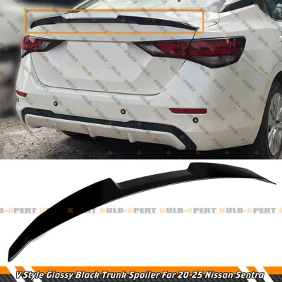 FOR 2020-2025 NISSAN SENTRA V STYLE GLOSS BLACK HIGH KICK DUCKBILL TRUNK SPOILER - Image 1 of 4
