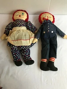 VINTAGE RAGGEDY ANN & ANDY PUPPEN PATRIOTISCHES THEMA ROT WEISS BLAU - Bild 1 von 12