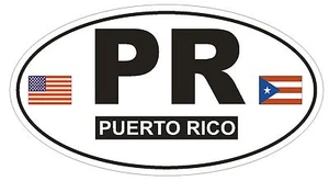 PR Puerto Rico Oval Bumper Sticker or Helmet Sticker D764 Euro Oval with Flags - Picture 1 of 1