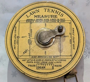 V RARE SPORT ANTIQUE ENGLISH DEAN BEDDINGTON WINDING LAWN TENNIS MEASURING TAPE - Picture 1 of 8
