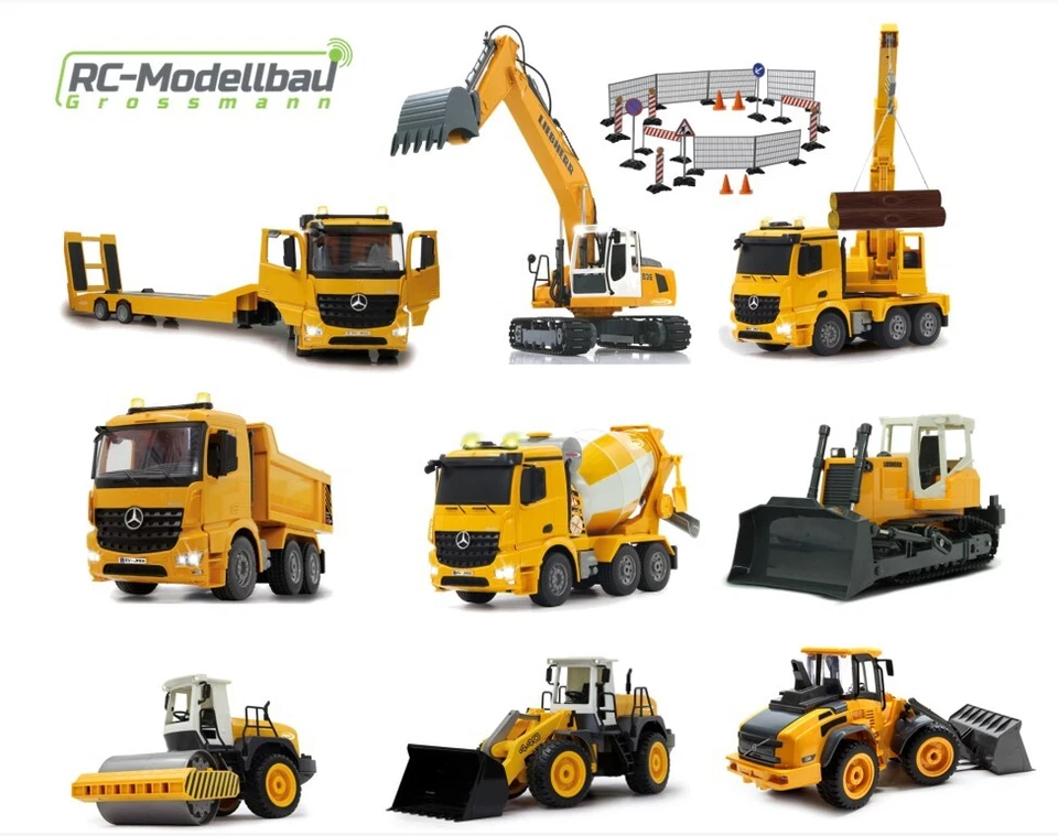 Baufahrzeuge Ferngesteuert RC 1:20 Anhänger Kipper Radlader Bagger Muldenkipper - Bild 1 von 1