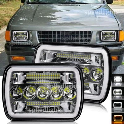 Fit Isuzu Pickup I-Mark Par 7X6 5X7 Polegadas Faróis de LED Cromados Feixe Hi-Lo DOT - Imagem 1 de 4
