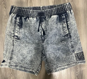 Vintage Nike Storm Force Shorts Men's Large Blue Denim Acid Wash Swoosh 90s - Picture 1 of 15